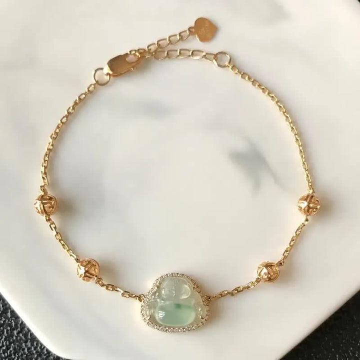 Braccialetto a catena con Buddha Stones Laughing Buddha Jade Abundance