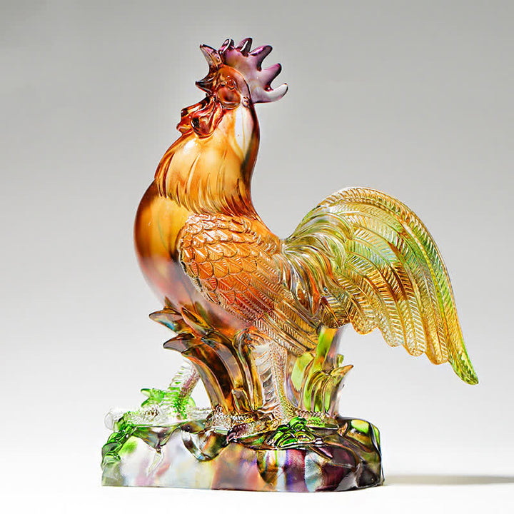 Decorazione per la casa fatta a mano in cristallo Liuli, raffigurante un gallo.