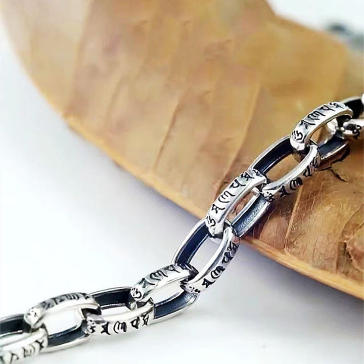 Braccialetto della saggezza inciso in rame con Buddha Stones Om Mani Padme Hum Double Dorje