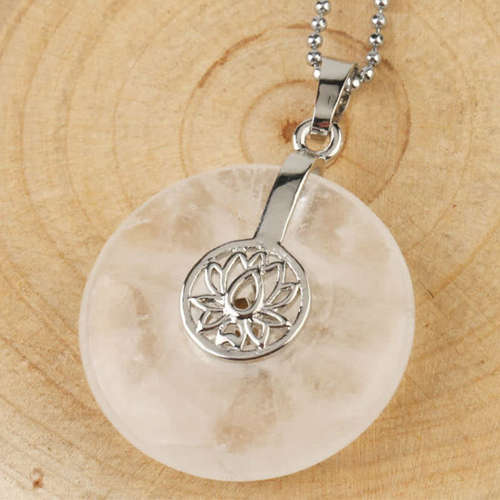 Buddha Stones Vari cristalli Ametista Cristallo rosa Loto Collana pendente curativa - Cristallo bianco - image 21