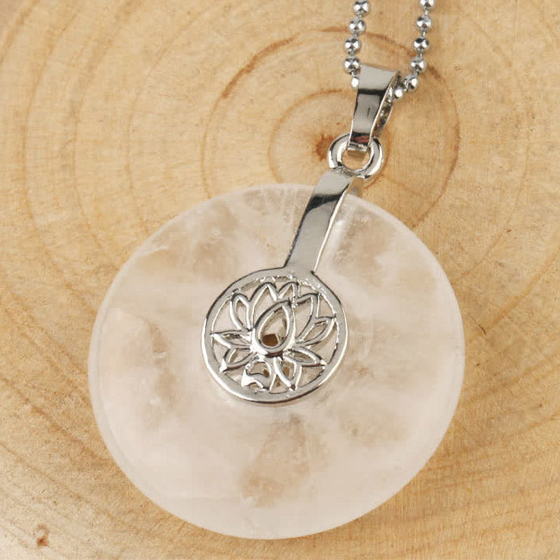Buddha Stones Vari cristalli Ametista Cristallo rosa Loto Collana pendente curativa - Cristallo bianco - image 20