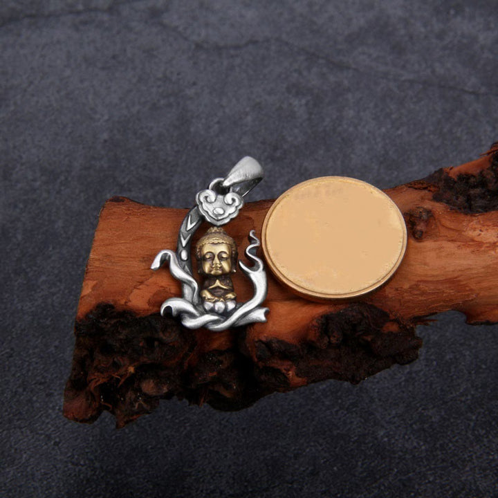 Buddha Stones 925 Sterling Silver Zen Buddha Ruyi Handle Compassione Collana Pendente - image 4