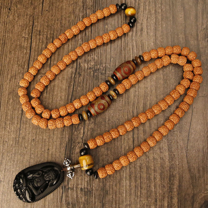 Tibet 108 Mala Beads Rudraksha Bodhi Seed Zodiaco Cinese Natale Buddha Ricchezza Braccialetto Charm
