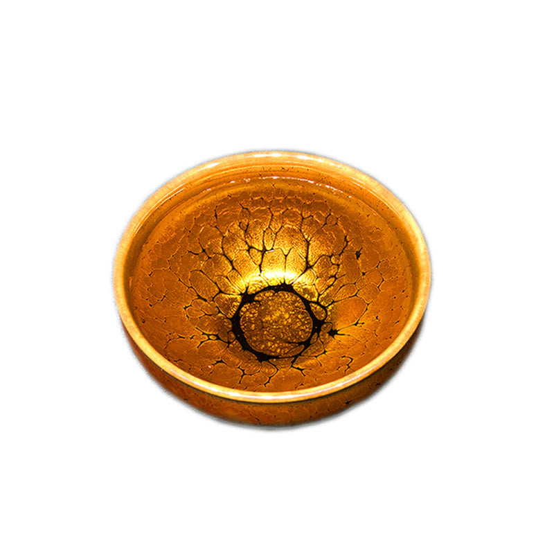 Tazza da tè in ceramica cinese Jianzhan con motivo a pois dorati Buddha Stones Kung Fu Tea Cup Bowl con scatola regalo