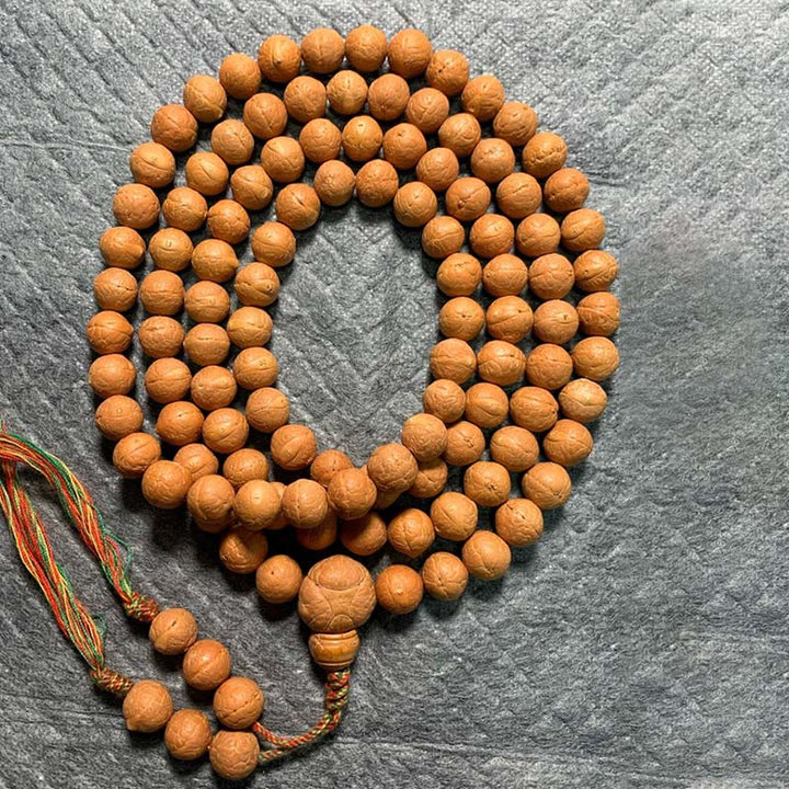 Buddha Stones 108 Mala Beads Nepal Bodhi Seed Fortuna Ricchezza Braccialetto con Nappa - 11 millimetri - image 10