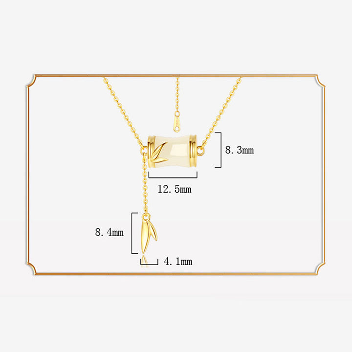 Buddha Stones 925 Sterling Silver 22K Oro Hetian Giada Bianca Foglia di Bambù Collana Pendente Bracciale Portafortuna - image 5