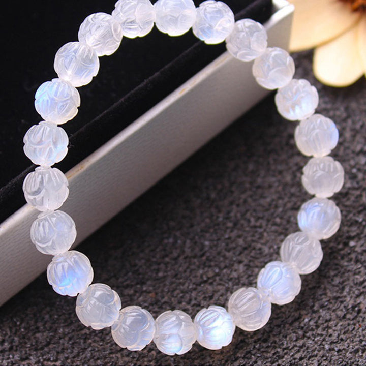 Bracciale Buddha Stones Natural Moonstone Lotus Love