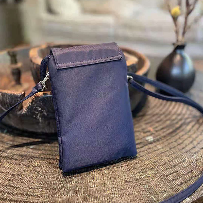 Borsa a tracolla con fiori di loto ricamati a mano, impermeabile , Buddha Stones , borsa per cellulare