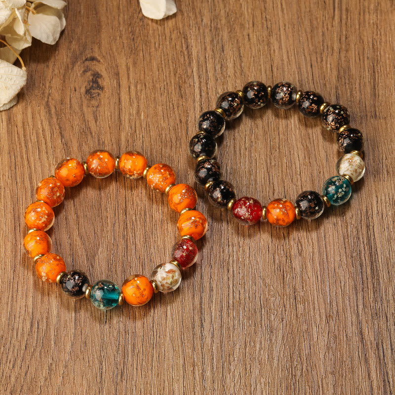 Braccialetto fluorescente con perline di vetro luminoso Liuli Buddha Stones