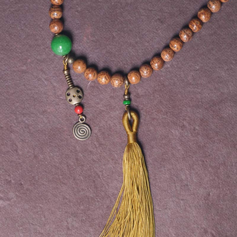 Buddha Stones 108 Mala Beads Bodhi Seed Saggezza Pace Nappa Bracciale