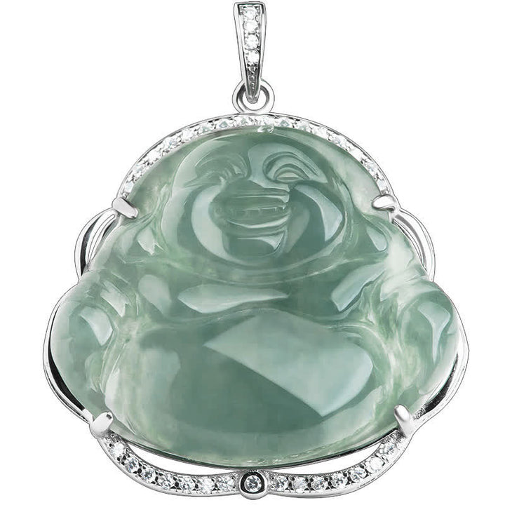 Collana con Buddha Stones in argento sterling 925 con ciondolo a forma di Buddha che ride in giada naturale - image 5