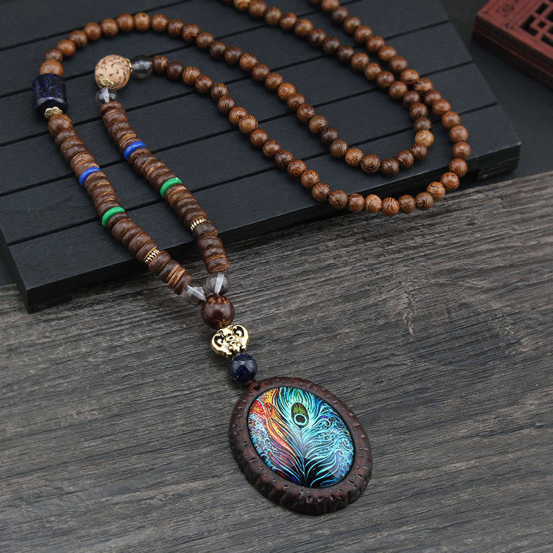 Buddha Stones Tibetano Legno Wenge Bodhi Seme Agata Elefante Collana Pendente Protezione