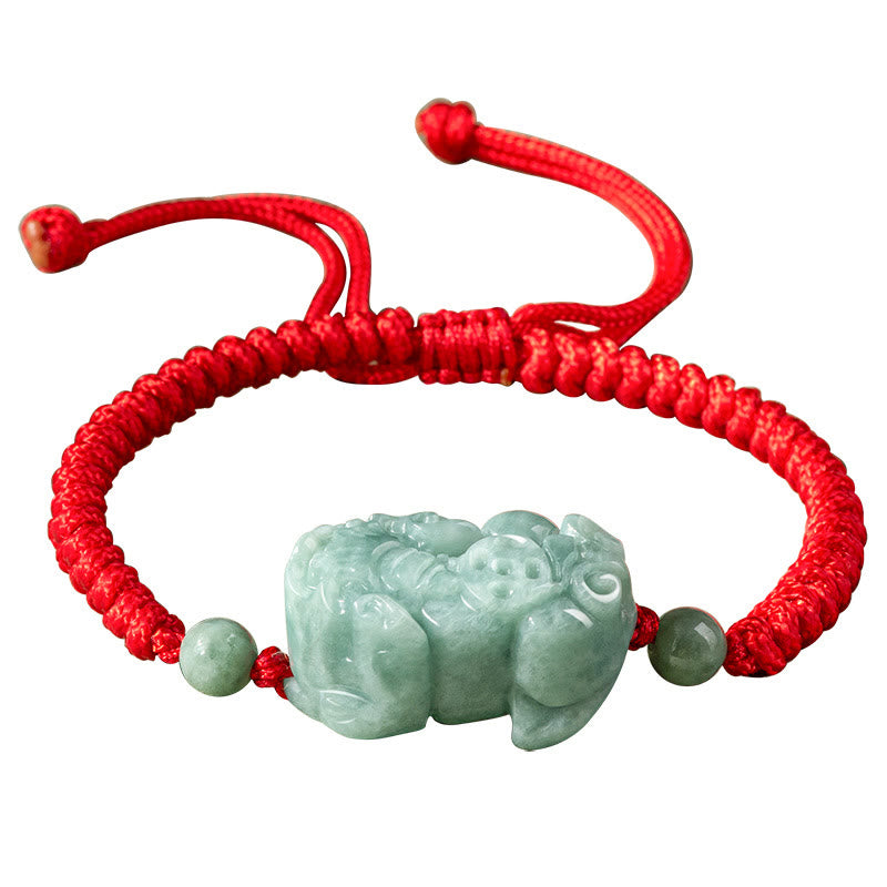 Braccialetto di corda intrecciata con Buddha Stones King Kong in giada naturale PiXiu fatto a mano