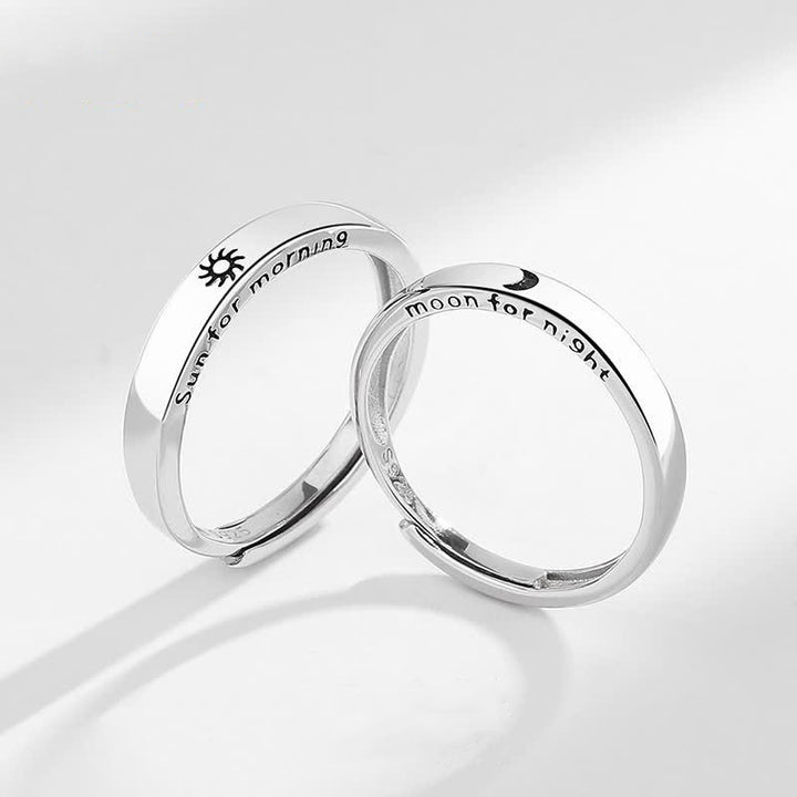 Anello regolabile per coppia con protezione sole e luna in argento sterling 925 Buddha Stones