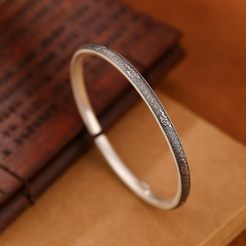 Braccialetto portafortuna vintage in argento sterling 999 con nuvole di buon auspicio, motivo Buddha Stones - Argento Sterling 999 - image 0