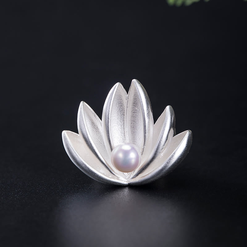 Spilla Buddha Stones 925 Sterling Silver Lotus Flower Pearl New Beginning - LOTO (Illuminazione ♥ Nuovo inizio) - image 0
