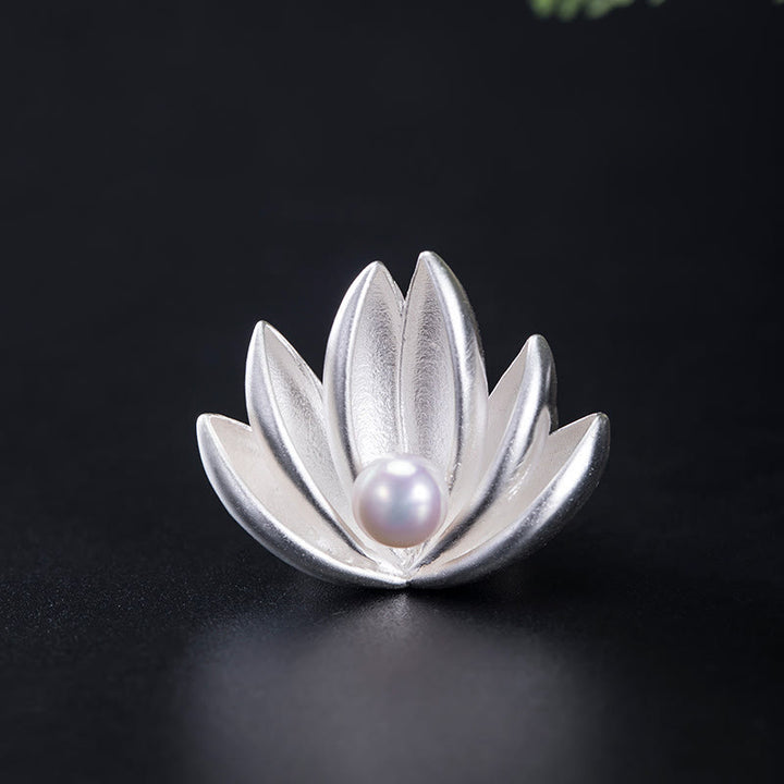 Spilla Buddha Stones 925 Sterling Silver Lotus Flower Pearl New Beginning - LOTO (Illuminazione ♥ Nuovo inizio) - image 0