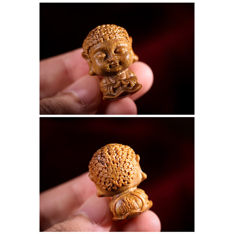 Zodiaco cinese Natale Buddha Sandalo verde Loto Inciso Decorazione positiva per la casa