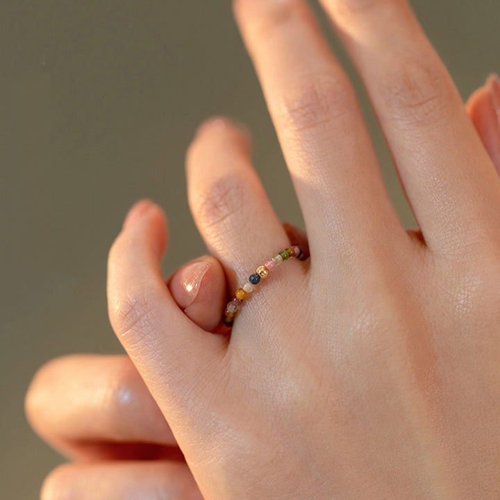 Anello Buddha Stones Natural Tormalina Positive Love