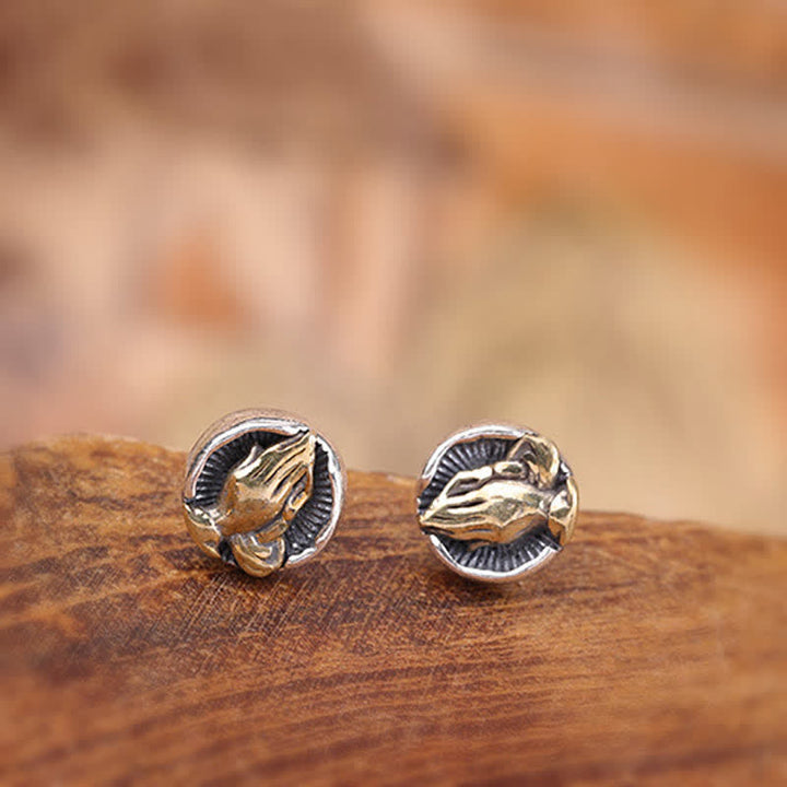 Orecchini a bottone Buddha Stones in argento sterling 925 Namaste Equality