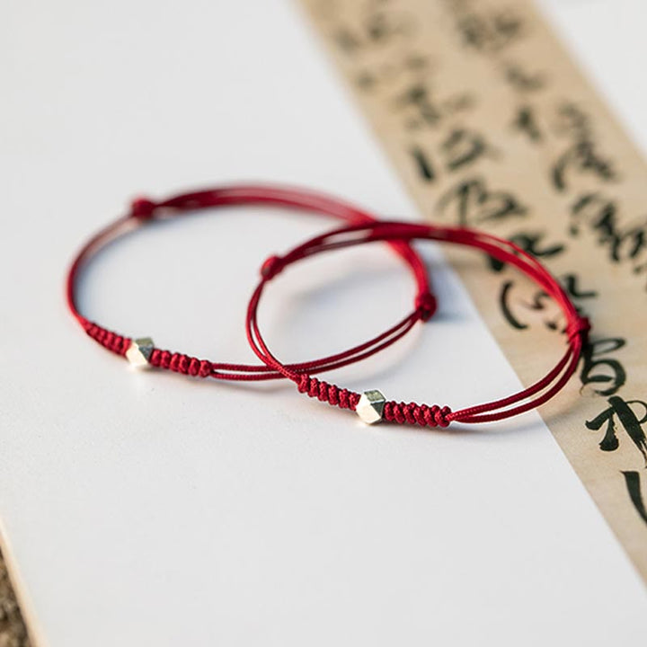 Braccialetto intrecciato con cordino rosso in argento sterling 925 Buddha Stones Luck Bead Protection