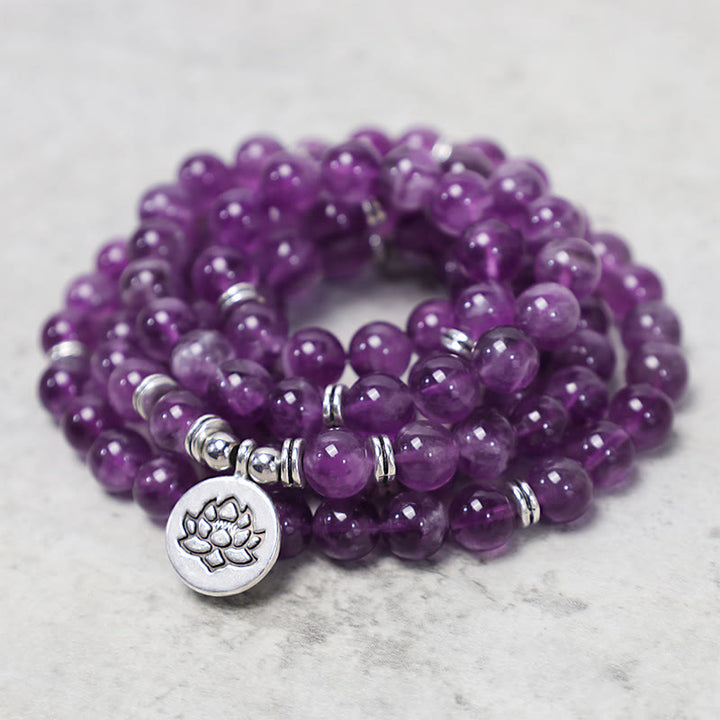 Bracciale Mala di purificazione in ametista naturale Buddha Stones