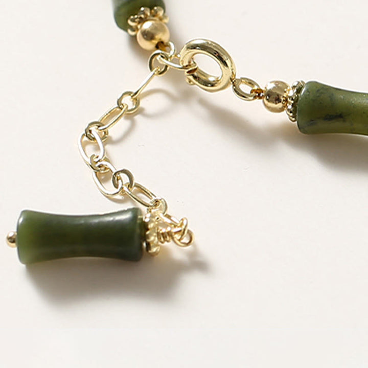 Braccialetto a catena con perline di vetro e bambù, fortuna e forza , Buddha Stones