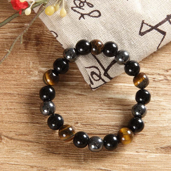 Set di bracciali e collane con occhio di tigre tibetano Buddha Stones