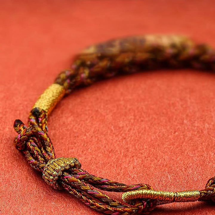 Braccialetto tibetano con treccia di corda Thangka della fortuna dei cinque dei della ricchezza