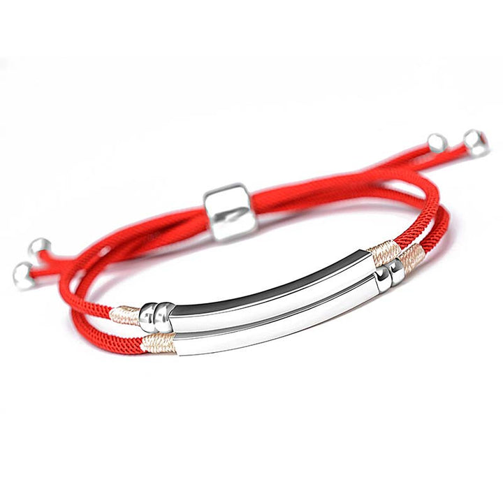 Braccialetto intrecciato a strati in corda rossa in argento sterling 925 Buddha Stones