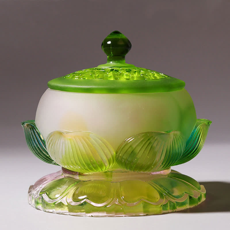 Feng Shui Lotus fatto a mano Liuli Crystal Art Piece Home Office Offerta Decorazione - image 16