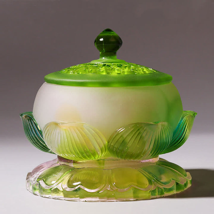 Feng Shui Lotus fatto a mano Liuli Crystal Art Piece Home Office Offerta Decorazione