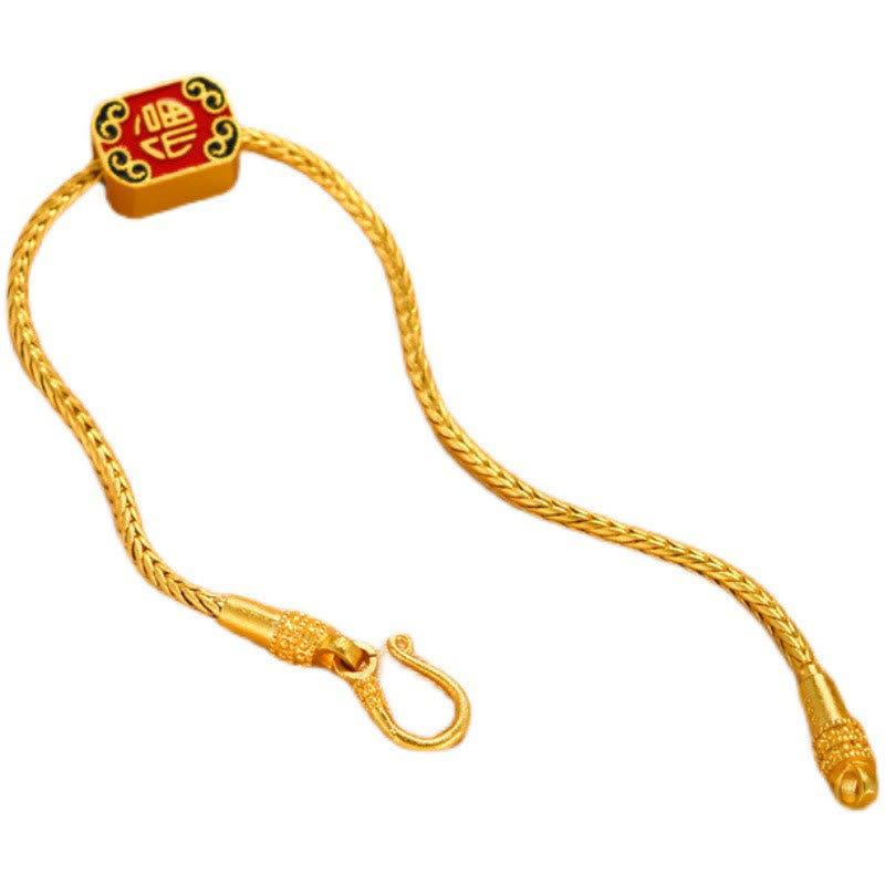 Braccialetto della pace Buddha Stones tibetane in oro 18 carati Om Mani Padme Hum, pesce koi portafortuna, carattere Fu, moneta di rame - image 11