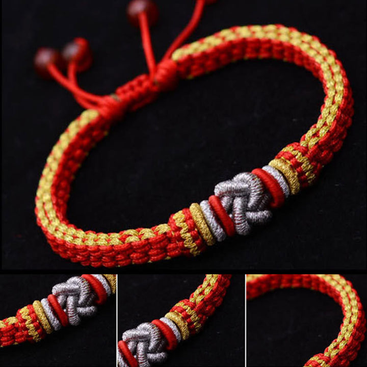 Braccialetto fatto a mano con nodo d'amore vero e colorato in Buddha Stones, fortuna