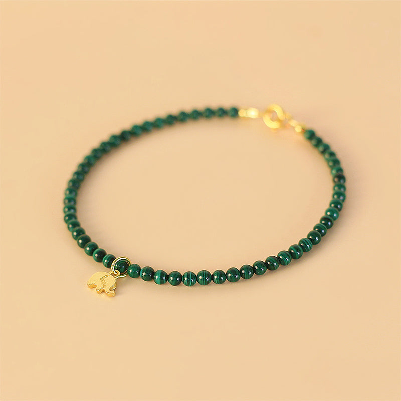 Braccialetto con ciondolo anti-ansia in malachite naturale con elefante Buddha Stones