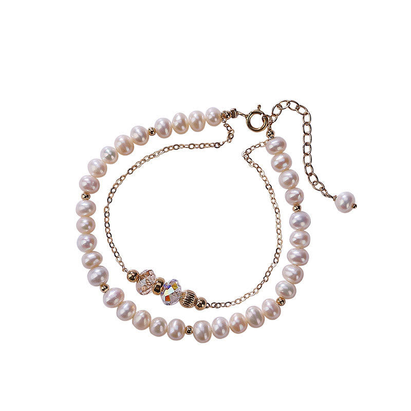 Bracciale Buddha Stones in argento sterling 925 placcato oro 14k con perle naturali e cristalli curativi a doppio strato - image 9