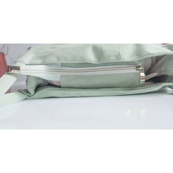 Buddha Stones Flower Crane Plum Blossom Ricamo Tela Grande Capacità Borsa a Tracolla Tote Bag