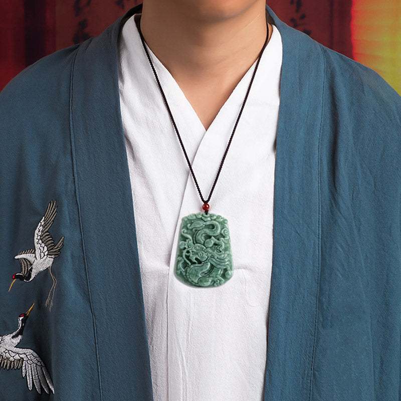 Collana con ciondolo a corda con forza di Buddha Stones Zodiaco cinese Drago Giada - image 4