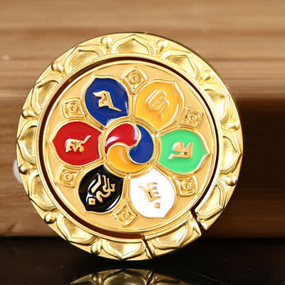 Supporto per anello per telefono con simbolo della pace tibetano Om Mani Padme Hum, decorazioni universali per telefono