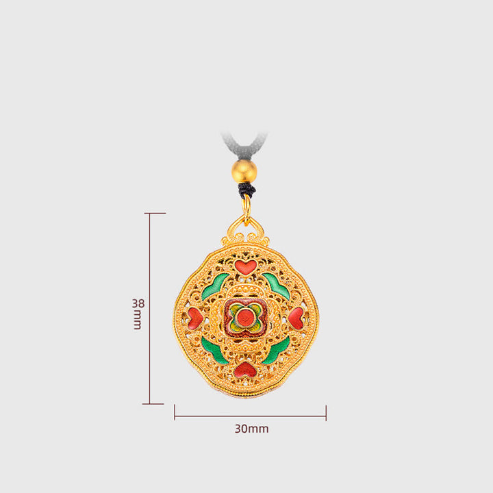 Collana con ciondolo Buddha Stones Flower Love Heart Rame Wealth
