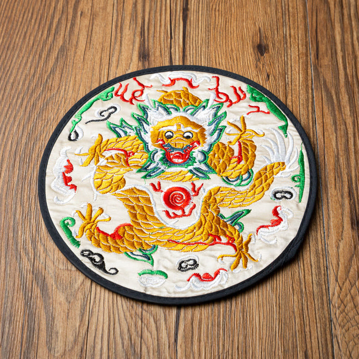 Buddha Stones Dragon Ricamo Sottobicchiere Tazza Sottobicchiere Tazza da Tè Kung Fu Tappetino da Tè