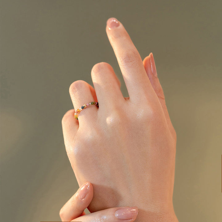 Anello Buddha Stones Natural Tormalina Positive Love