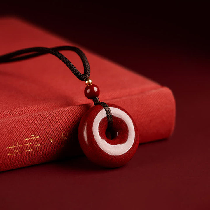 Collana con ciondolo con fibbia della pace , Buddha Stones, cinabro, benedizione e calma