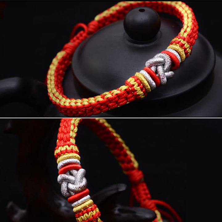 Braccialetto fatto a mano con nodo d'amore vero e colorato in Buddha Stones, fortuna