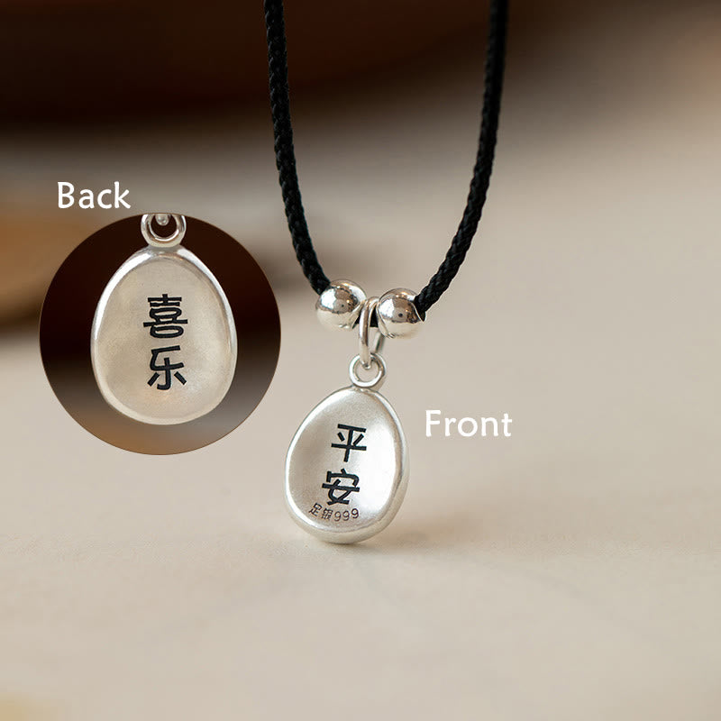Buddha Stones 999 Sterling Silver Pace e Gioia Fu Carattere Fortuna Fortuna 925 Sterling Silver Catena Collana Pendente