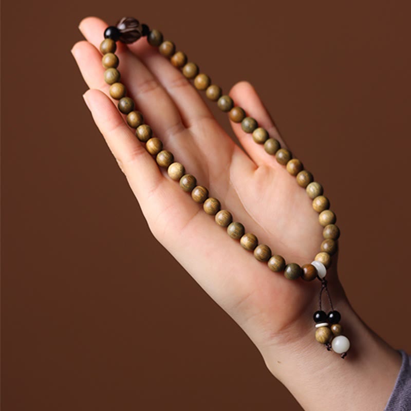 Braccialetto a doppio giro rilassante Buddha Stones Sandalo verde Bodhi Seed Lotus