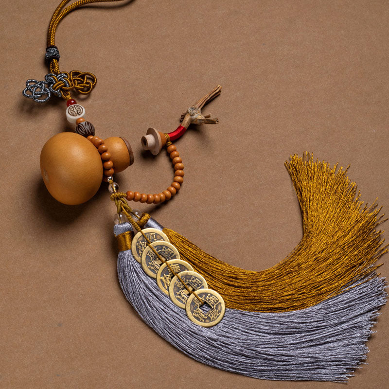Buddha Stones Monete Feng Shui Zucca Nodo cinese Monete fortunate Cinque imperatori Denaro Ricchezza Nappe Decorazione