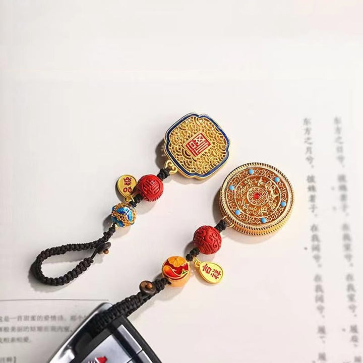 Portachiavi con ciondolo a forma Buddha Stones Fu Character Blessing Ruyi