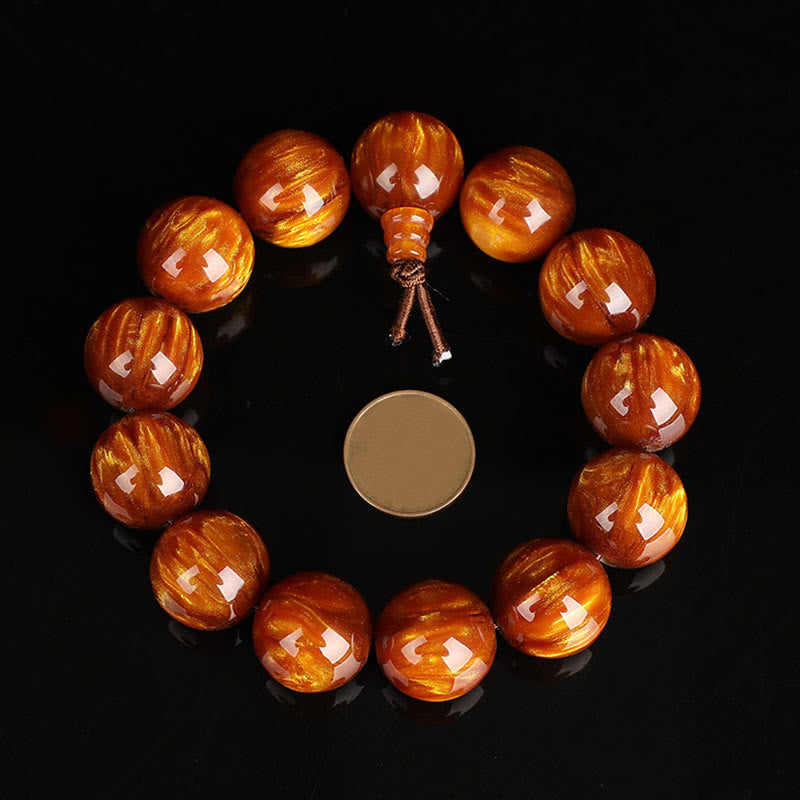 Buddha Stones Golden Sea Willow Braccialetto Mala Successo Positivo