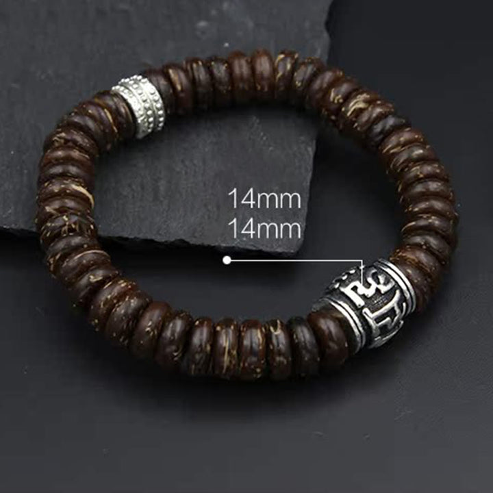 Braccialetto positivo Buddha Stones Natural Tibetan Coconut Shell Om Mani Padme Hum